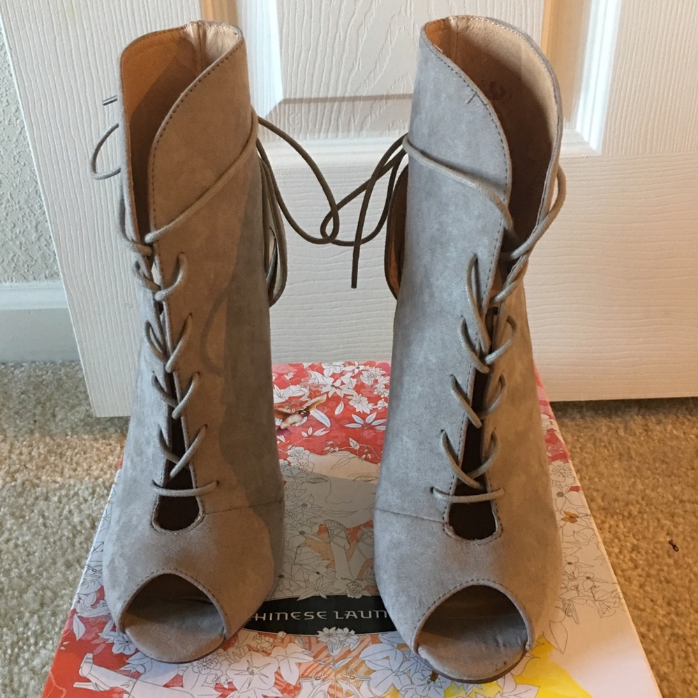 Suede lace up heels